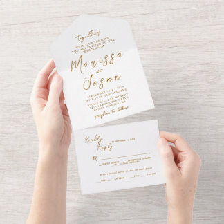 Einfache und elegante White Wedding All In One Einladung
