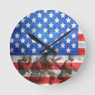 Einfache und farbenfrohe Soldaten und amerikanisch Runde Wanduhr