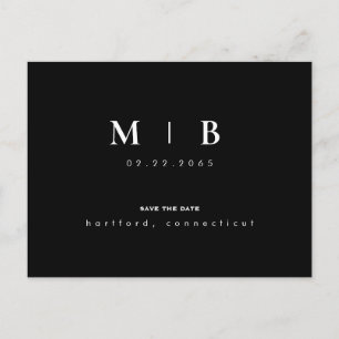 Einfache und kleine Monogramm Hochzeit Speichern S Ankündigungspostkarte
