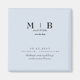Einfache und leichte Dusty Blue Monogram Save the  Magnet