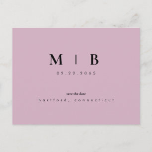 Einfache und leichte Monogramm Lavendel II Save th Ankündigungspostkarte
