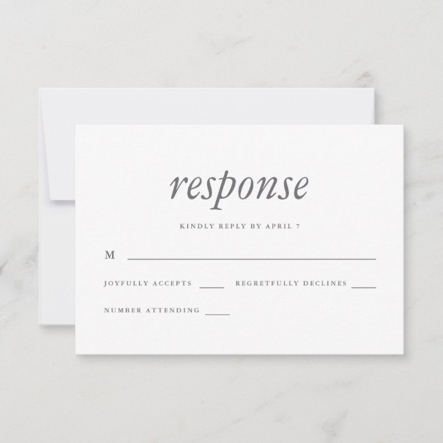 Einfache und minimale Blue Wedding Rsvp Reaktion Karte (Vorderseite)