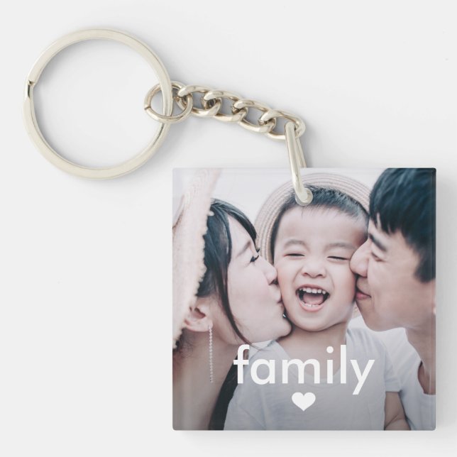 Einfache und minimale Familientyp mit Herz-Foto Ke Schlüsselanhänger (Vorderseite)
