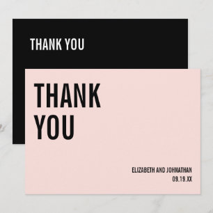Einfache und minimale rosa Typografie Hochzeit Vie Dankeskarte