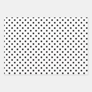 einfache und minimale schwarzweiße Polka-Punkte Geschenkpapier Set