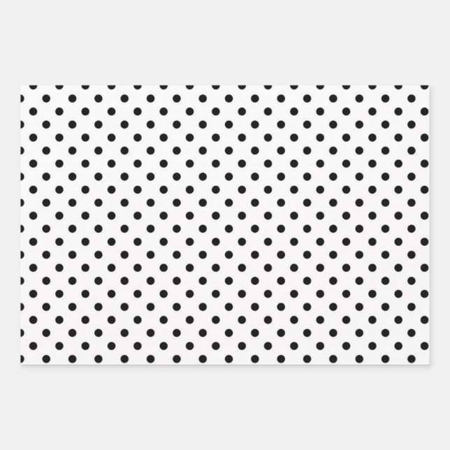 einfache und minimale schwarzweiße Polka-Punkte Geschenkpapier Set (Vorderseite)