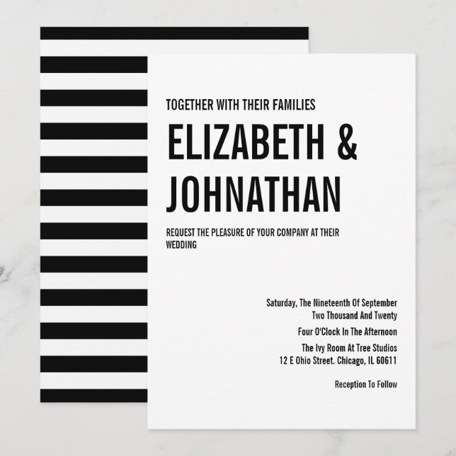 Einfache und minimale Typografie-Einladungs-Karte Einladung (Vorne/Hinten)