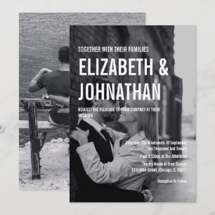 Einfache und minimale Typografie-Foto Hochzeit Einladung