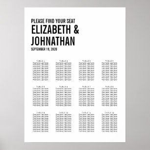 Einfache und minimale Typografie für Hochzeitssitz Poster