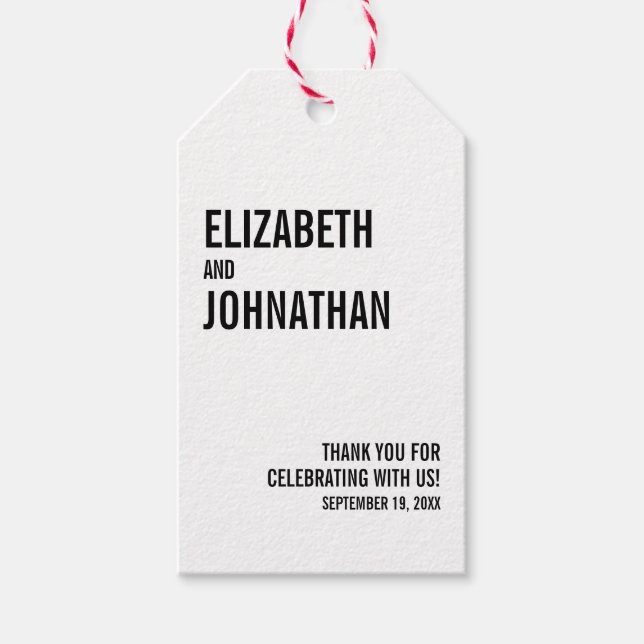 Einfache und minimale Typografie Hochzeit Vielen D Geschenkanhänger (Vorderseite)