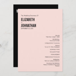 Einfache und minimale Typografie-Hochzeitsprogramm Programm