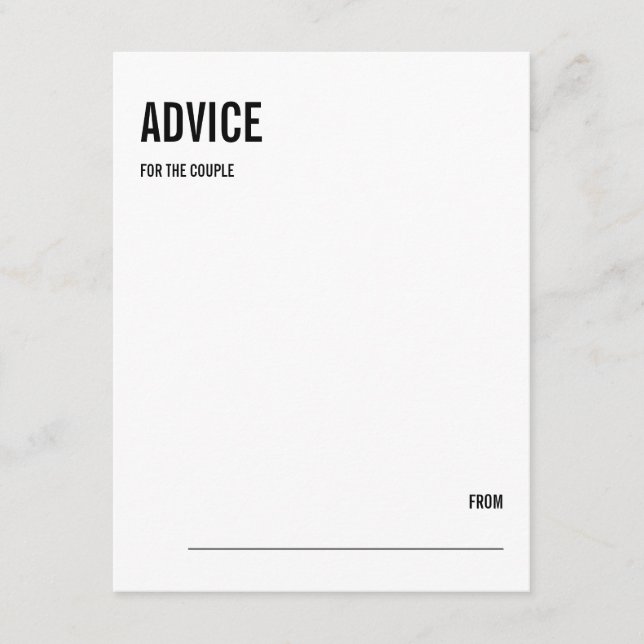 Einfache und minimale Typografie-Hochzeitsratenkar Hinweiskarte (Vorderseite)