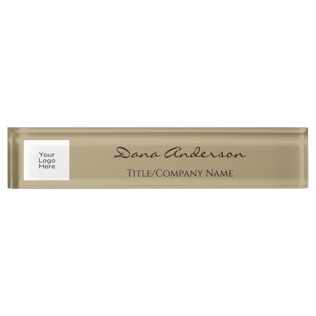 Einfache und moderne Black and Tan Desk Namplate Namensplakette (Vorderseite)