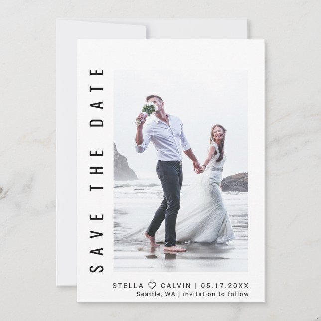 Einfache und moderne Foto Hochzeit Save The Date (Vorderseite)