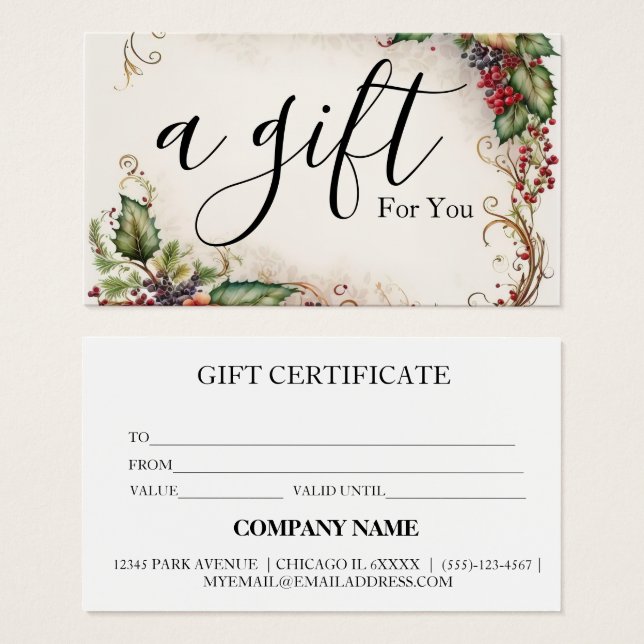 Einfache und moderne Geschenkgutschrift (Vorne & Hinten)
