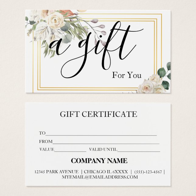 Einfache und moderne Geschenkgutschrift (Vorne & Hinten)