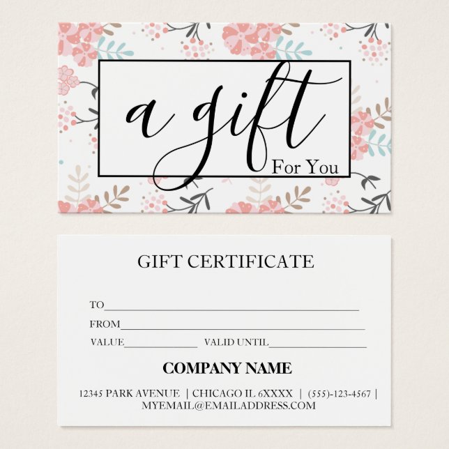 Einfache und moderne Geschenkgutschrift (Vorne & Hinten)