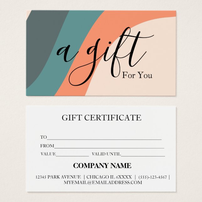 Einfache und moderne Geschenkgutschrift (Vorne & Hinten)
