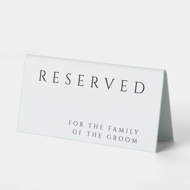 Einfache und moderne Hochzeit reserviert Tischaufsteller (Vorderseite)
