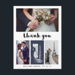 Einfache und moderne Hochzeit Vielen Dank | 4 FOTO Postkarte<br><div class="desc">Diese schlichten und stilvollen Hochzeitsdanken sind mit einer trendigen schwarzen Typografie auf weißem Hintergrund ausgestattet,  mit Platz für vier Ihrer persönlichen Fotos.</div>