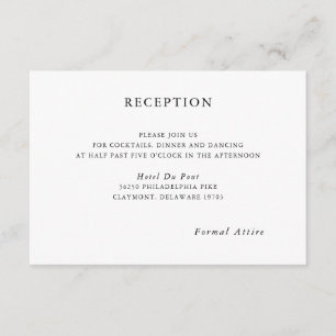 Einfache und moderne Hochzeits-Empfangs-Karte Begleitkarte