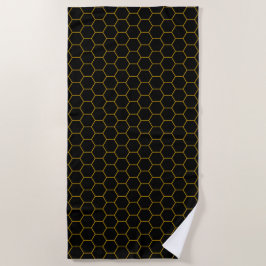 Einfache und moderne Honeycomb Muster schwarz gelb Strandtuch