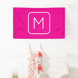 Einfache und moderne Monogramm | Rosa und Weiß Banner