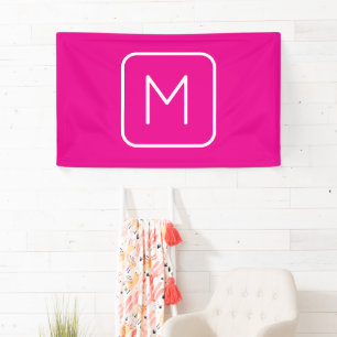 Einfache und moderne Monogramm   Rosa und Weiß Banner