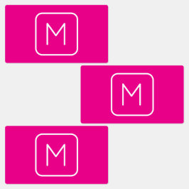 Einfache und moderne Monogramm | Rosa und Weiß Etiketten