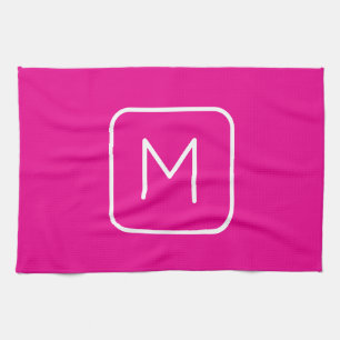 Einfache und moderne Monogramm   Rosa und Weiß Geschirrtuch