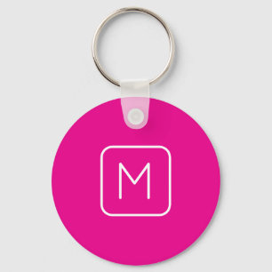 Einfache und moderne Monogramm   Rosa und Weiß Schlüsselanhänger