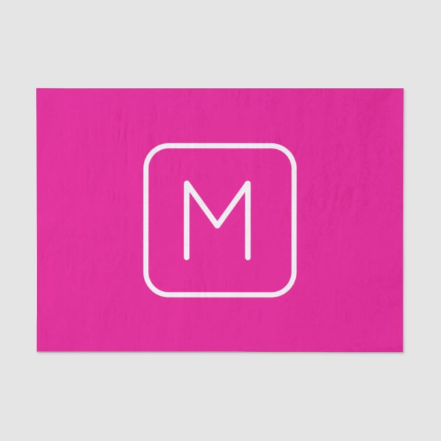 Einfache und moderne Monogramm | Rosa und Weiß Seidenpapier (Vorderseite)
