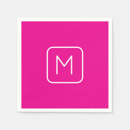 Einfache und moderne Monogramm | Rosa und Weiß Serviette