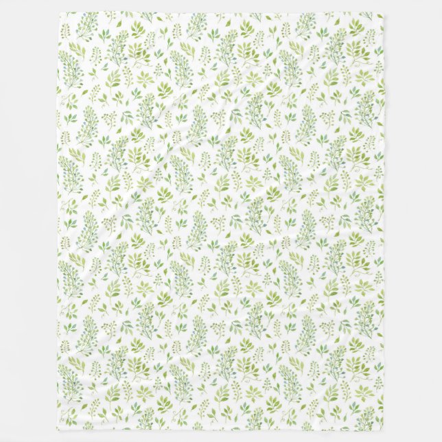 Einfache und niedliche grüne Blätter, Aquarellmust Fleecedecke (Vorderseite)