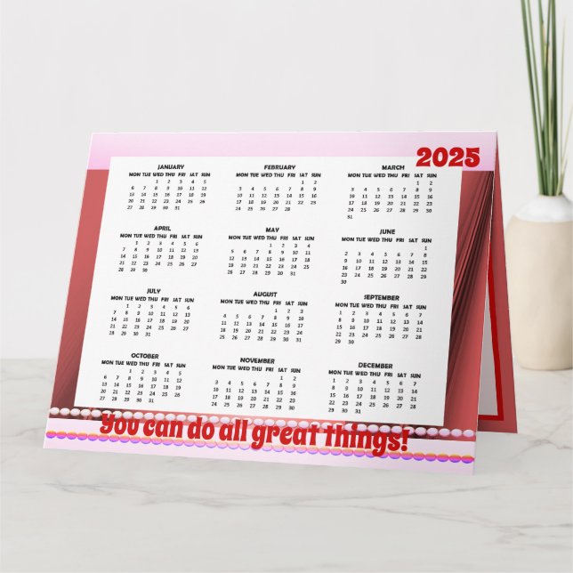Einfache und Niedliche Kalender 2025 Faltkarte Karte (Vorderseite)