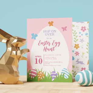Einfache und Niedliche Pink Pastel Easter Eizellja Einladung