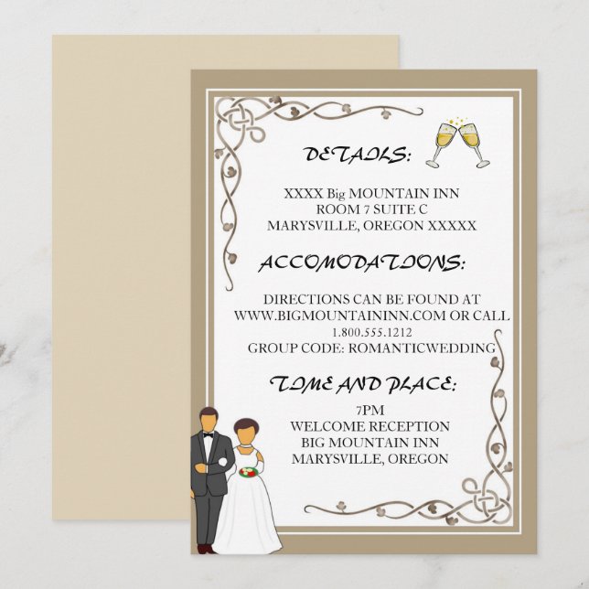 Einfache und romantische Hochzeit Einladung (Vorne/Hinten)