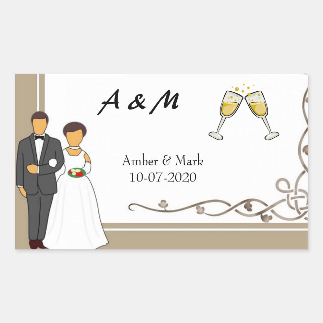 Einfache und romantische Hochzeit Rechteckiger Aufkleber (Vorderseite)