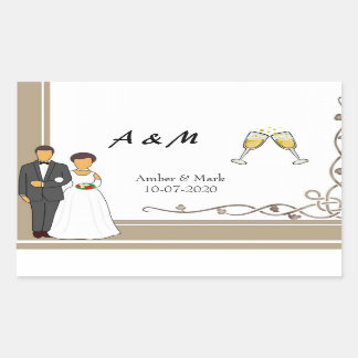 Einfache und romantische Hochzeit Rechteckiger Aufkleber