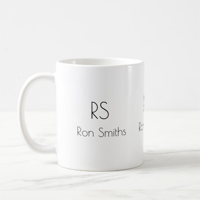 einfache und saubere Monogramm ( Name + Initialien Kaffeetasse (Links)