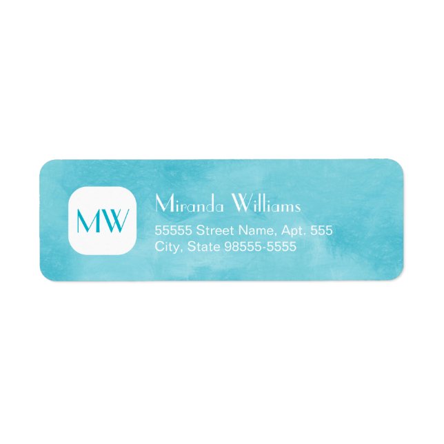 Einfache und schicke Aqua Blue Monogram mit Name (Vorne)