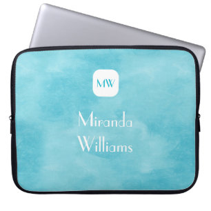 Einfache und schicke Aqua Türkis Monogramm mit Nam Laptopschutzhülle