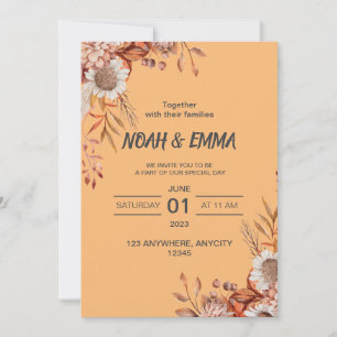 Einfache und schicke braune Hochzeit im Herbst Einladung