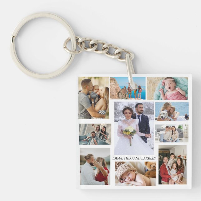 Einfache und schicke FotoCollage | Hochzeit und Fa Schlüsselanhänger (Vorderseite)