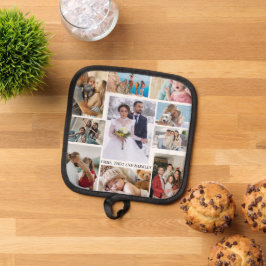 Einfache und schicke FotoCollage | Hochzeit und Fa Topflappen