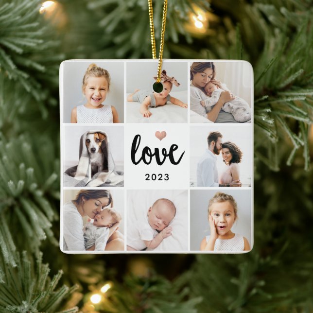 Einfache und schicke FotoCollage | Liebe mit Herz Keramikornament (Baum)