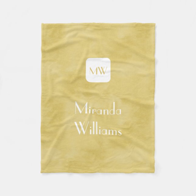 Einfache und schicke Goldenrod Gelbe Monogramm und Fleecedecke (Vorderseite)
