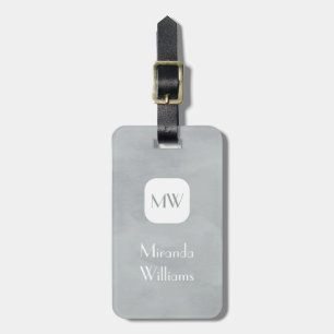 Einfache und schicke graue Monogramm mit Namen Gepäckanhänger