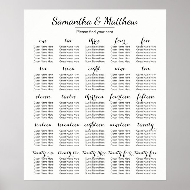 Einfache und schicke Hochzeit - Mehr Tische | Sitz Poster (Vorne)