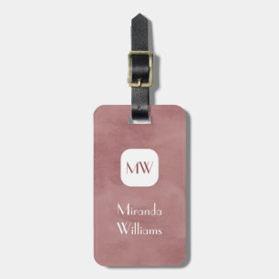 Einfache und schicke rosa braune Monogramm mit Nam Gepäckanhänger